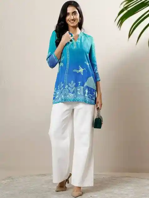 Libas Women's Humanoid Printed Muslin KurtiLibas Women's Humanoid Printed Muslin Kurti